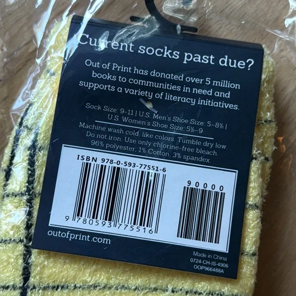 NWT bundle of 3- Out of Print -Yellow Library Card Socks, Enamel Pins & Bookmark - Picture 4 of 9